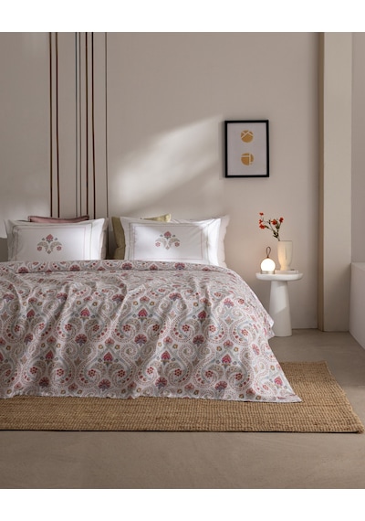 Madame Coco Bretagne King Size %100 Pamuk Karde Baskılı Çarşaflı Pike Takımı - Renkli 8684427310939 Çok Renkli