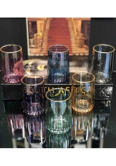 Çnr Home Collection Diamond Renkli Kahve Yani 6 'lı Su Bardaği Gümüş