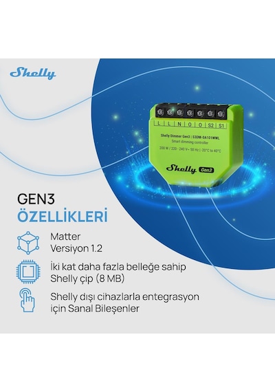 Shelly Dimmer Gen3 Akıllı Led Dimmer Kontrol Rölesi