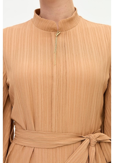 Esswaap Kolye Detaylı Kloş Elbise Camel Camel