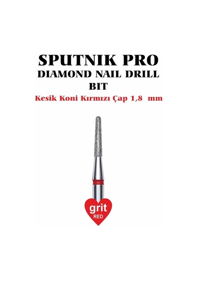Elmas Kesik Koni Freze Kırmızı Çap 1,8mm