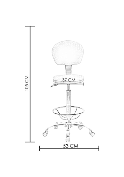 Ofiscombin Döner Tekerli Metal Ayak Arkalıklı Yüksek Bar Tabure Sandalyesi Bordo Deri 00047499856