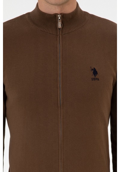 U.S. Polo Assn. Erkek Slim Fit Kahverengi Triko Hırka 50313684-VR029