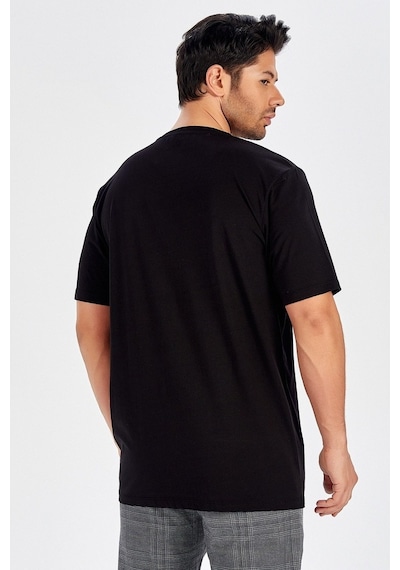 Peraluna Ön Orta Fermuarlı Düz Kesim Siyah Erkek T-Shirt-Siyah Peraluna Ön Orta Fermuarlı Düz Kesim Siyah Erkek T-Shirt-Siyah