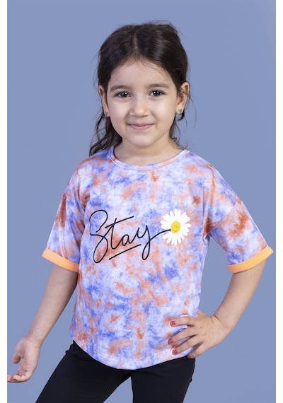 Toontoy Kids Toontoy Kız Çocuk Batik Desenli Baskılı Tişört Turuncu