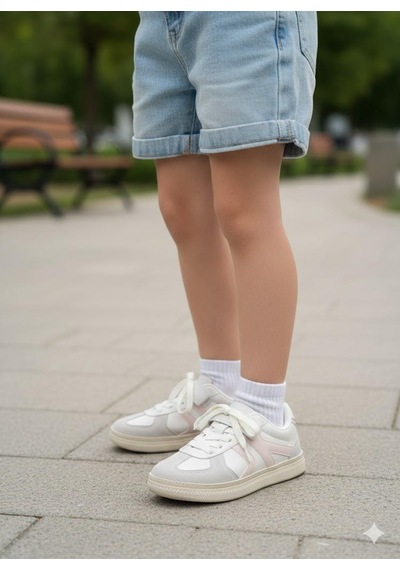 Fort Cool Berry Anatomik Rahat Cırtlı Sneaker Kız Çocuk Ayakkabı Beyaz-pudra