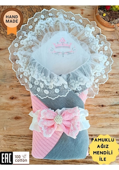 Triko Przm Haki Bebek Kundağı Unisex Bebek Dış Kundak Battaniyesi Hastane Çıkışı Kundak Battaniye Pembe