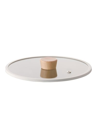 Neoflam Fika 26CM Düz Silikon Çerçeveli Cam Kapak Bej