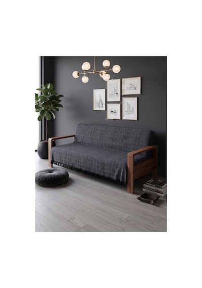 Çok Amaçlı Pamuklu Örtü- Kanepe-koltuk Şalı-koltuk Örtüsü 170x220 Siyah-556