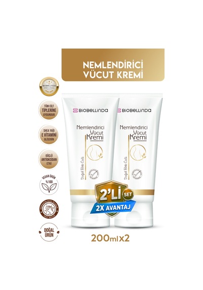 Nemlendirici Vücut Kremi Onarıcı Gliserin-shea Yağı Içerikli 200 Ml 2'li Set