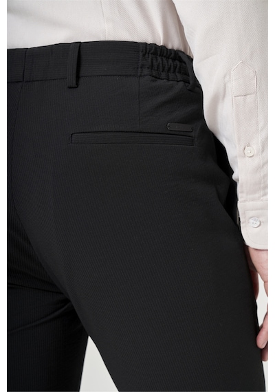 İmza Siyah Yan Cep Kendinden Desenli Gofreli Jogger Slim Fit Esnek Pantolon 1003260177