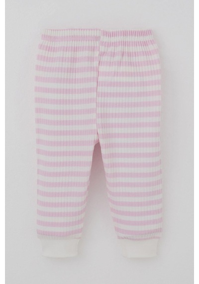 Breeze Kız Bebek Pijama Takımı Omuzdan Patlı Kendinden Desenli 4 Ay-1 Yaş, Pembe