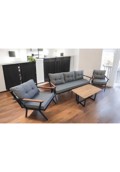 Pimango Pilocca Bahçe Ve Balkon Mobilyası Gri 3+1+1 Sehpalı Gri
