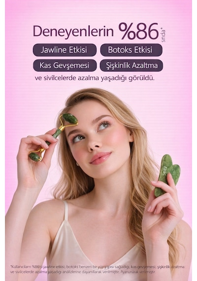 Orjinal Face Roller & Kalp Guasha Yüz Masaj Taşı Takımı Orjinal Kutulu