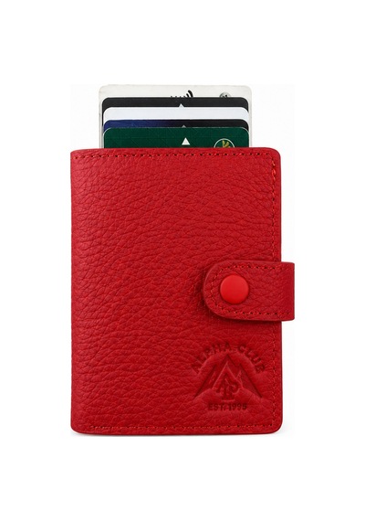 Alphaclub Bag Erkek Hakiki Deri Kırmızı Cüzdan Ve Kartlık