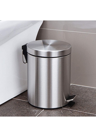 Banyo Tuvalet Balkon Mutfak, Pedallı Paslanmaz Metal Çöp Kovası 3 Litre Çok Renkli