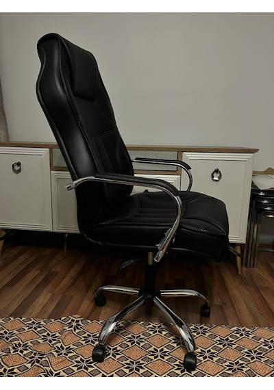 Premium Ortopedik Bel Destekli Makam Koltuğu, Ofis Koltuğu, Çalışma Koltuğu, Yönetici Koltuğu Siyah