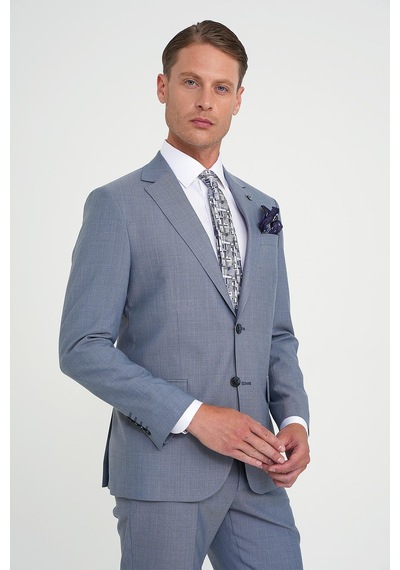 Efor Slim Fit Çift Yırtmaç Esnek Yelekli Klasik Havacı Mavi Takım Elbise Tk 916 Mavi