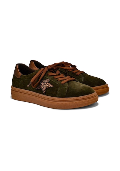 Venüs 2652451k Kadın Hakiki Süet Deri Yıldız Desen Sneaker Ayakkabı Haki