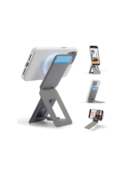 Taşınabilir Mini Telefon Standı Siyah Renk Katlanabilir Kartlık Manyetik Özellikli Çok Amaçlı Stand