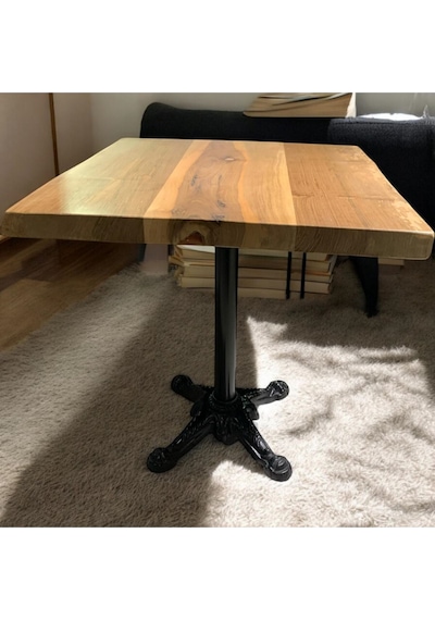 Cafe Masa Ahşap Kütük Masa Aslan Ayak Kare 80x80 Ceviz