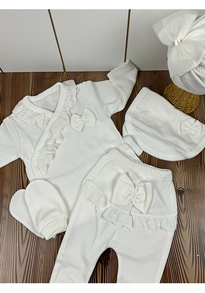 Zıpır Bebe 5li Kız Bebek Set Beyaz