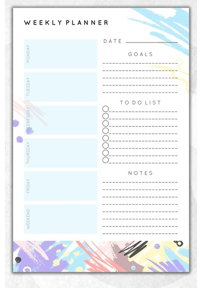 Haftalık Planlayıcı - A4 Ebat Yapılacaklar - 30 Yaprak - Weekly Planner - 0488 Çok Renkli