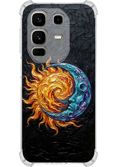 İnfinix Note 50 Pro İle Uyumlu Köşe Korumalı Kılıf Metamorfoz Kozmik Dans Tasarımlı Uv Baskılı Şeffaf