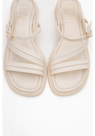 Luvishoes Luvi Shoes Cesar Bej Hakiki Deri Kadın Sandalet Bej