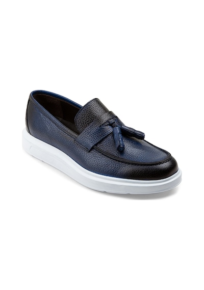Deery Hakiki Deri Mavi Comfort Püsküllü Erkek Loafer - 01587mmvıp06 Mavi