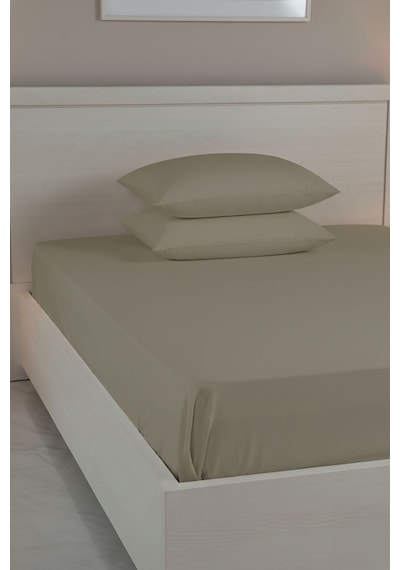 %100 Pamuk Ranforce Premium Çift Kişilik Çarşaf Seti - Vizon Vizon