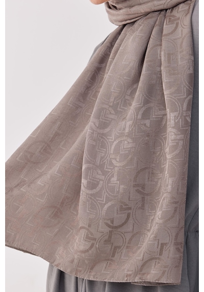 Mirsoy Scarf Daka Desen Parlak Jakar Şal - Gri Gri