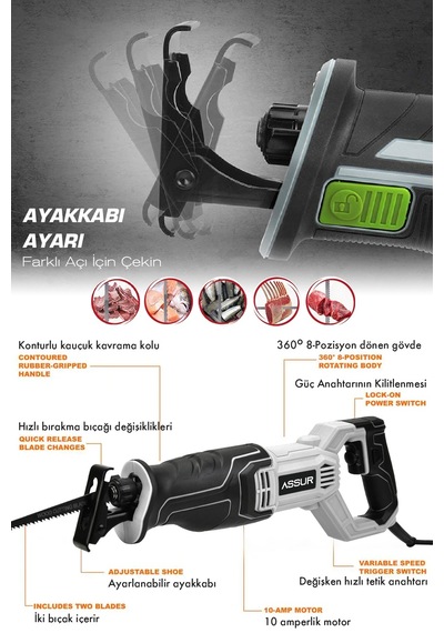 Assur ASR617 750W Tilki Kuyruğu Testere Beyaz