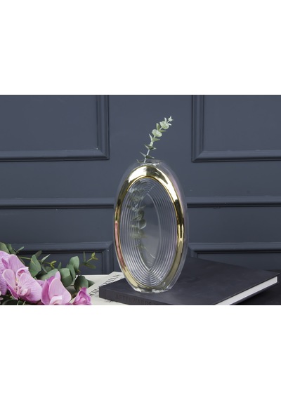 Goldy Oval Cam Vazo 15x27 Cm Şeffaf - Altın
