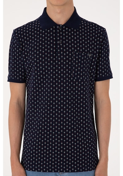 U.S. Polo Assn. Erkek Regular Fit Polo Yaka Lacivert Desenli Tişört 50299637-VR033