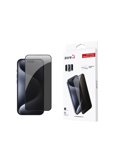 Apple Uyumlu iPhone 15 Pro Zore Anti-dust Privacy Temperli Ekran Koruyucu
