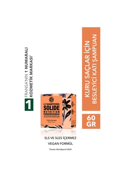 Yves Rocher Besleyici Katı Şampuan - Kuru Saçlar / Nutrition- Sls,sles İçermez,tuzsuz, Vegan-60gr 60 Ml