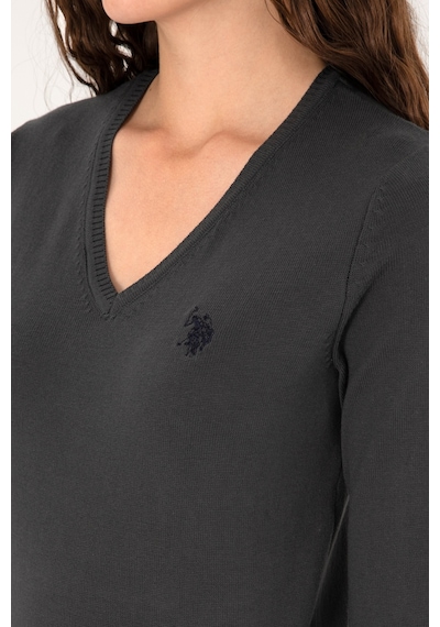 U.S. Polo Assn. Kadın Antrasit V Yaka Basic Kazak 50313590-VR006