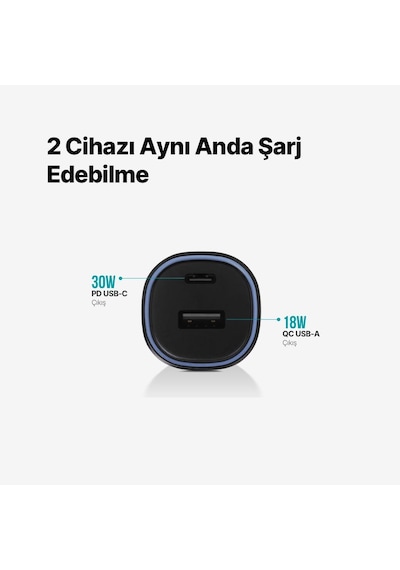 Ttec Süper Hızlı 83w 1xusb Ve 1x Pd Type-c Araç Şarj Cihazı, 12/24v Çakmaklık Girişli Akım Ve Isı Korumalı