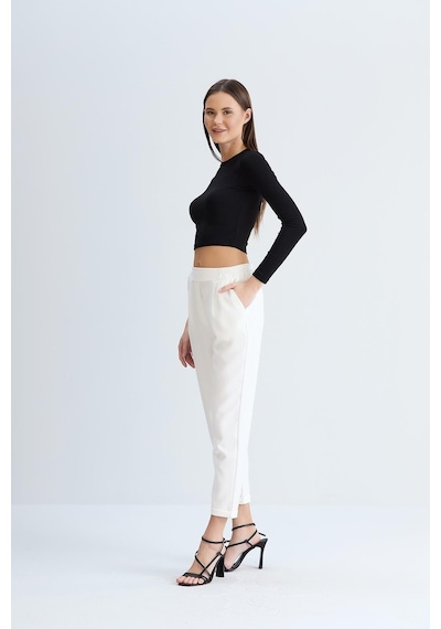 Sortie Collection Duble Paça Bel Lastikli Pantolon Ekru-ekru Ekru