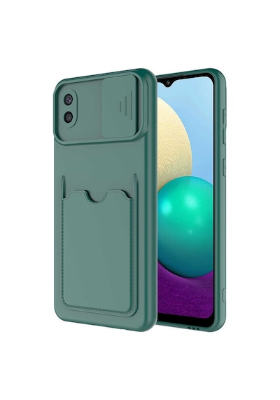 Zore Galaxy Uyumlu A02 Kılıf Kartix Kapak - Koyu Yeşil Koyu Yeşil