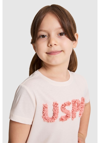 U.S. Polo Assn. Kız Çocuk Krem Tişört 50325656-vr071