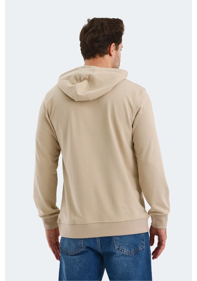Slazenger Obra In Erkek Kapüşonlu Cepli Bej Sweatshirt Bej