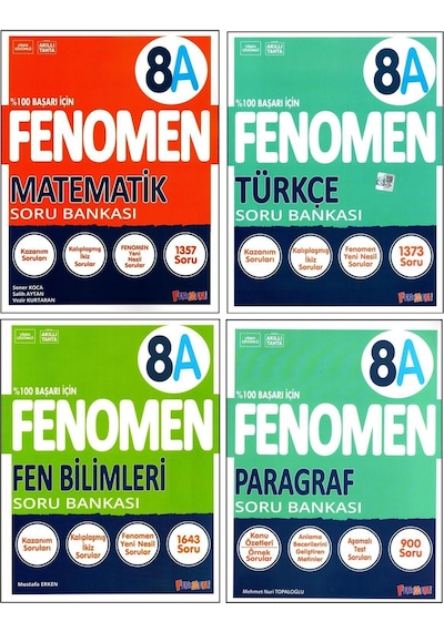 Fenomen 8. Sınıf Lgs Matematik A Fen A Türkçe A Paragraf A Soru Bankası 4 Kitap