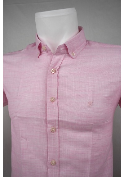 Elitpark %100 Pamuk Cepsiz Regular Fit Pembe Erkek Gömlek