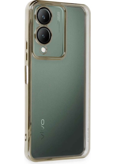 Vivo Y17s Uyumlu Kılıf Lensli Silikon - Gold