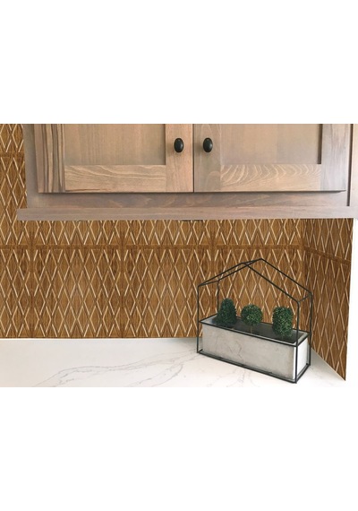 3 Boyutlu Duvar Paneli Kabartmalı Baklava Desen Pvc 41x41 Cm/ 6 Adet /1 M² Altın Meşe