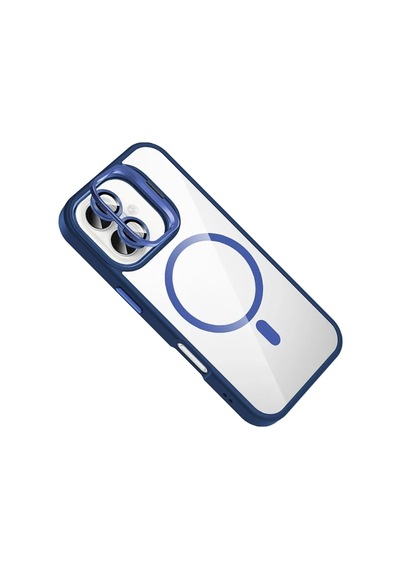 Joko Apple Uyumlu Apple Uyumlu iPhone 17 Remim Lensli Magsafe Standlı Kapak - Lacivert Standart