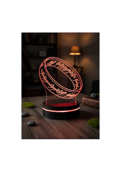Yüzüklerin Efendisi Tek Yüzük 3d Led Gece Lambası Kumandalı 10 Renk Dekor Işık