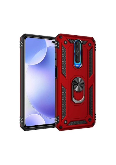 Xiaomi Poco X2 Kılıf Sert Silikon Yüzüklü Stand Özellikli Kapak